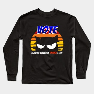 Retro Cat Vote Removes Stubborn Orange Stain Long Sleeve T-Shirt